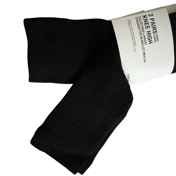 Forever 21 2 pairs womens ribbed socks knee high black color one size new - Picture 3 of 7